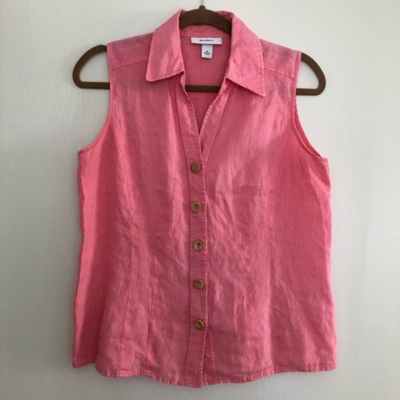 Linen Button Down Tank with Wooden Buttons - Picture 1 of 6
